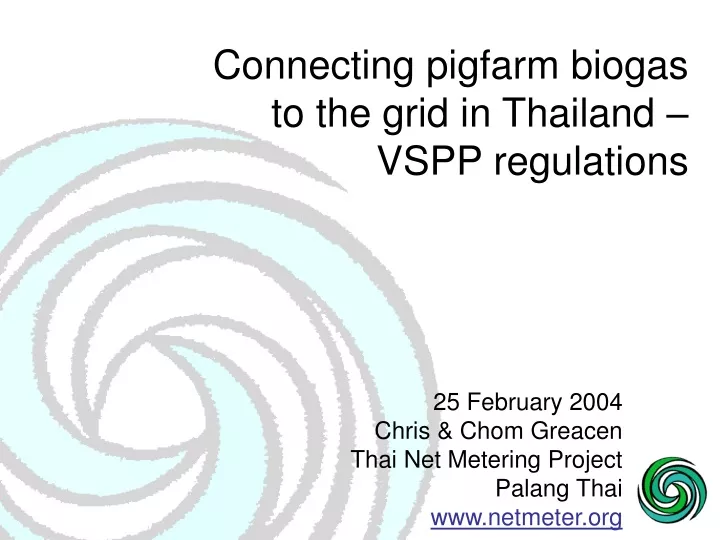 connecting pigfarm biogas to the grid in thailand vspp regulations