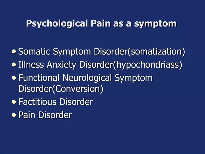 psychological pain as a symptom