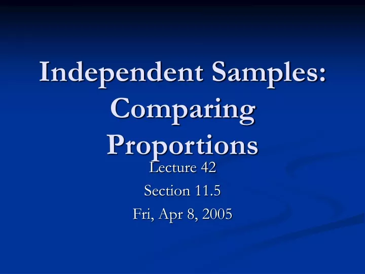 independent samples comparing proportions