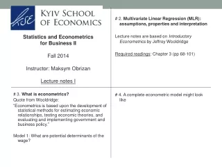 Statistics and Econometrics  for  Business  II Fall 2014 Instructor:  Maksym Obrizan