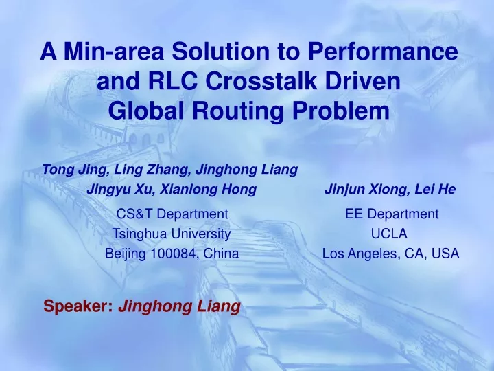 a min area solution to performance and rlc crosstalk driven global routing problem