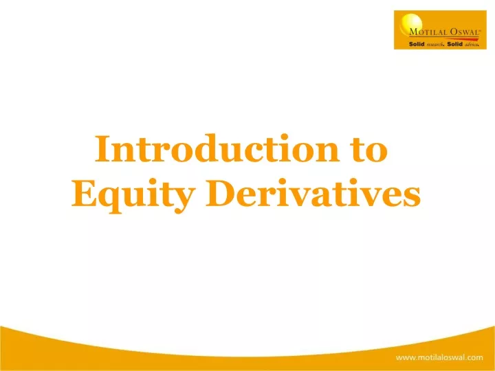 introduction to equity derivatives
