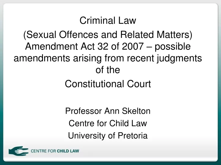 criminal law sexual offences and related matters