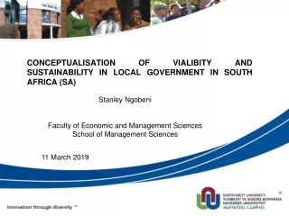 CONCEPTUALISATION OF VIALIBITY AND SUSTAINABILITY IN LOCAL GOVERNMENT IN SOUTH AFRICA (SA)