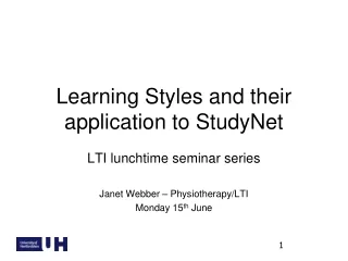 Learning Styles and their application to StudyNet