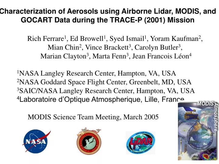 characterization of aerosols using airborne lidar