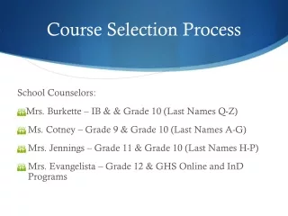 Course Selection Process