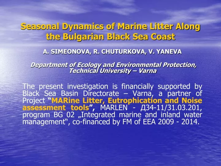 seasonal dynamics of marine litter along the bulgarian black sea coast