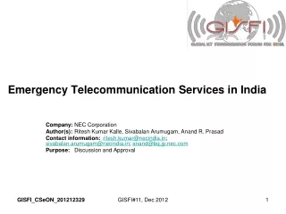 Emergency Telecommunication Services in India