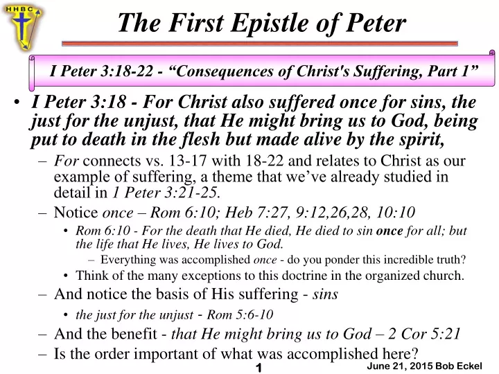 i peter 3 18 for christ also suffered once