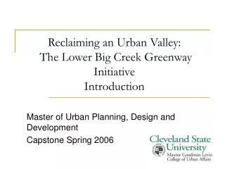 Reclaiming an Urban Valley:  The Lower Big Creek Greenway Initiative  Introduction