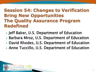 Jeff Baker, U.S. Department of Education Barbara Mroz, U.S. Department of Education