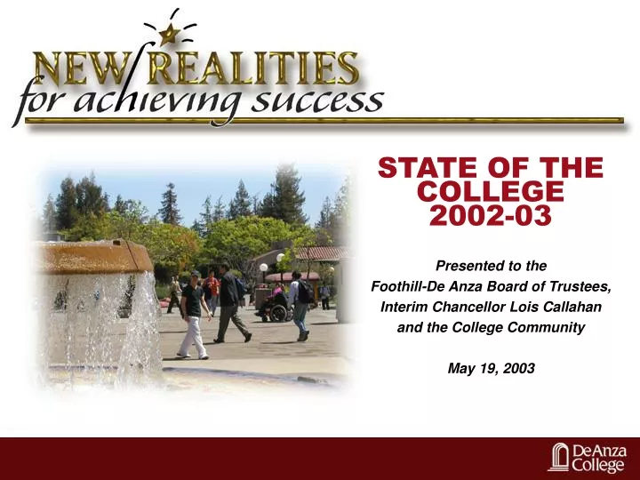 state of the college 2002 03 presented