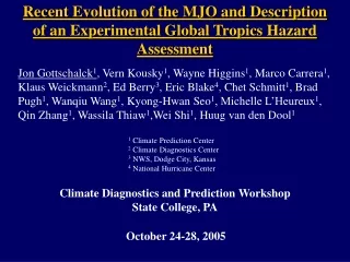 Climate Diagnostics and Prediction Workshop State College, PA