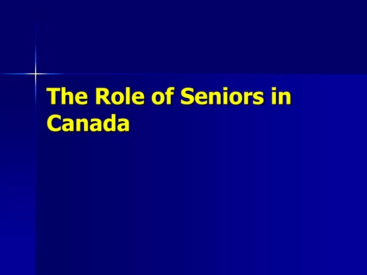 the role of seniors in canada