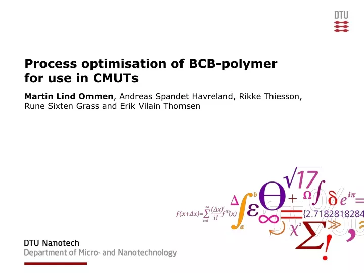 process optimisation of bcb polymer for use in cmuts