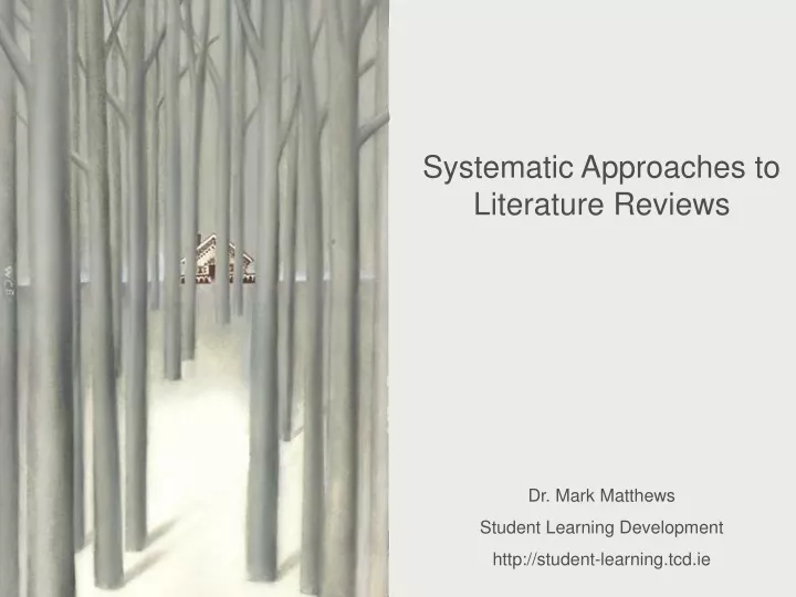 systematic approaches to literature reviews