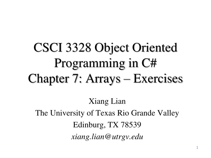 csci 3328 object oriented programming in c chapter 7 arrays exercises