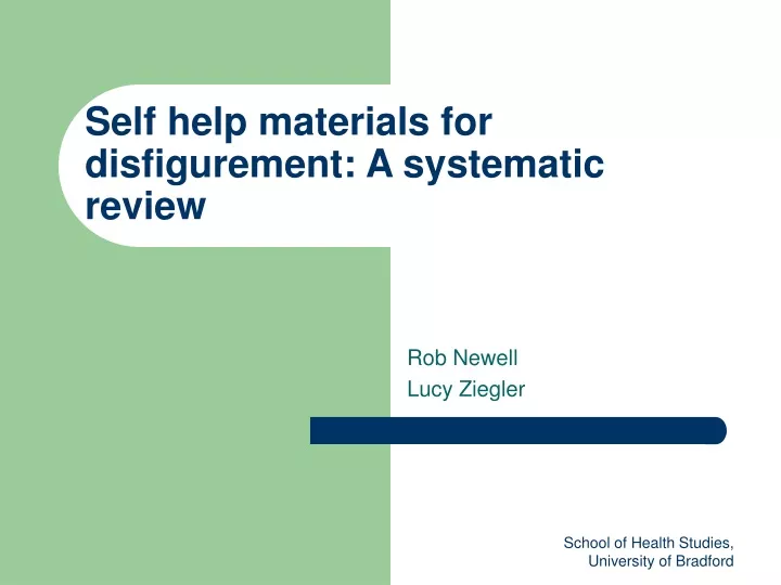 self help materials for disfigurement a systematic review