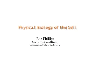 Physical Biology of the Cell