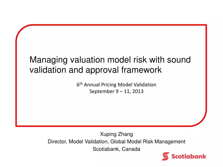 managing valuation model risk with sound