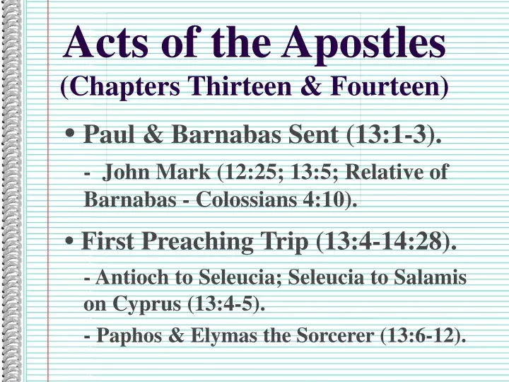acts of the apostles chapters thirteen fourteen
