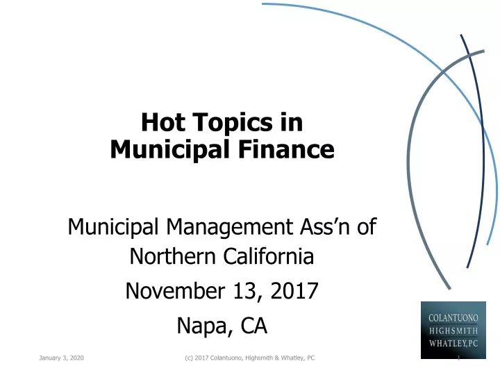hot topics in municipal finance