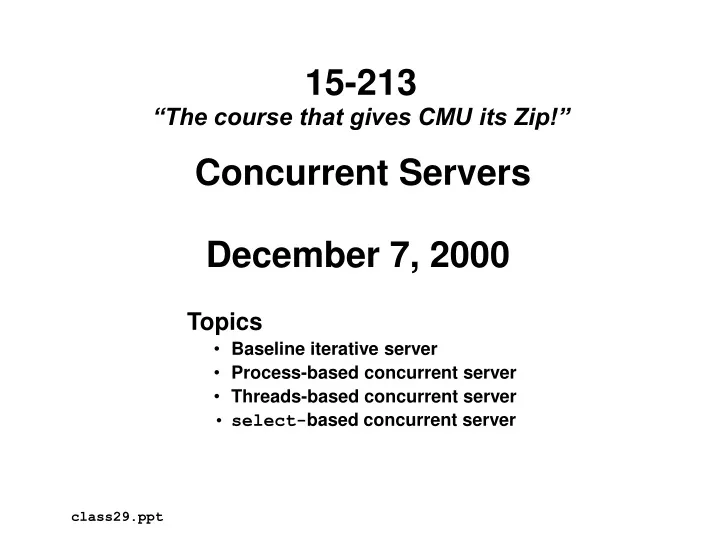 concurrent servers december 7 2000