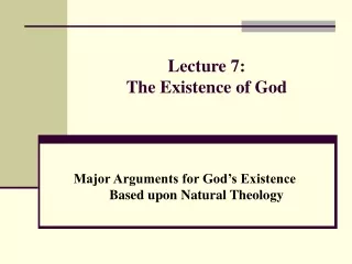 Lecture 7: The Existence of God