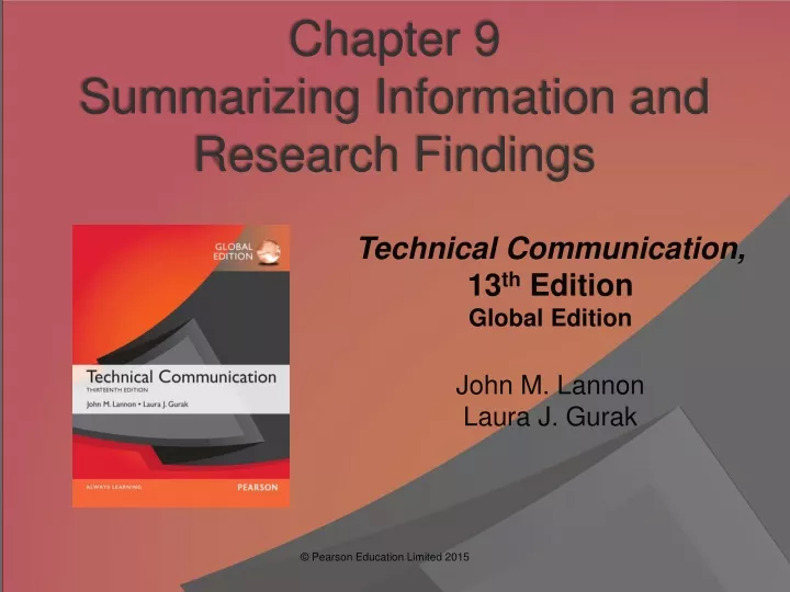 chapter 9 summarizing information and research findings