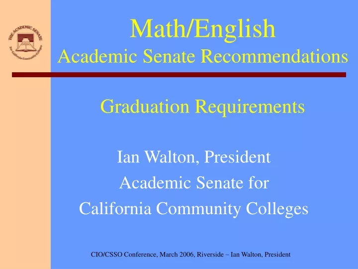 math english academic senate recommendations graduation requirements