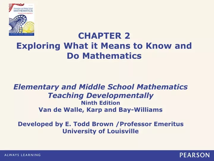 chapter 2 exploring what it means to know and do mathematics