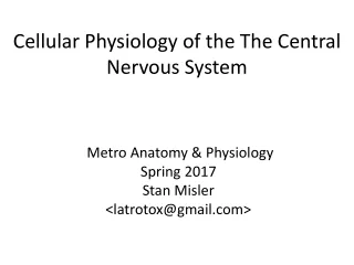 Cellular Physiology of the The Central Nervous System