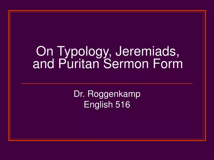on typology jeremiads and puritan sermon form