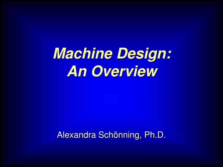 machine design an overview