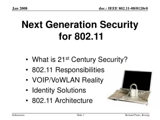 Next Generation Security  for 802.11
