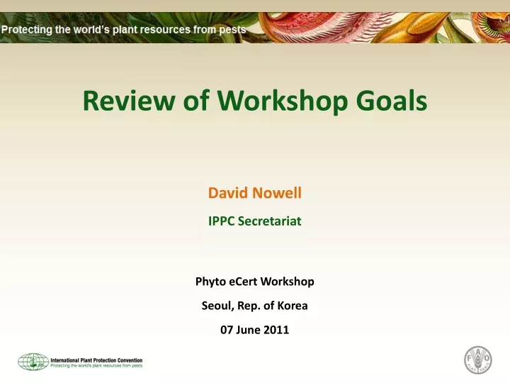 review of workshop goals
