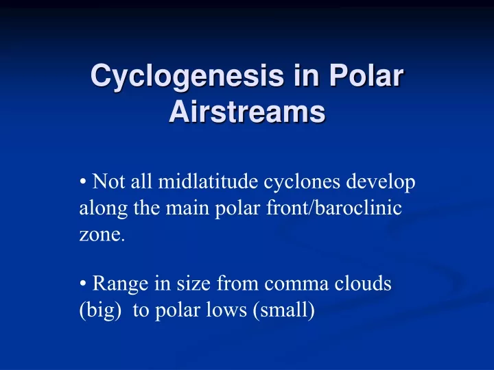 cyclogenesis in polar airstreams