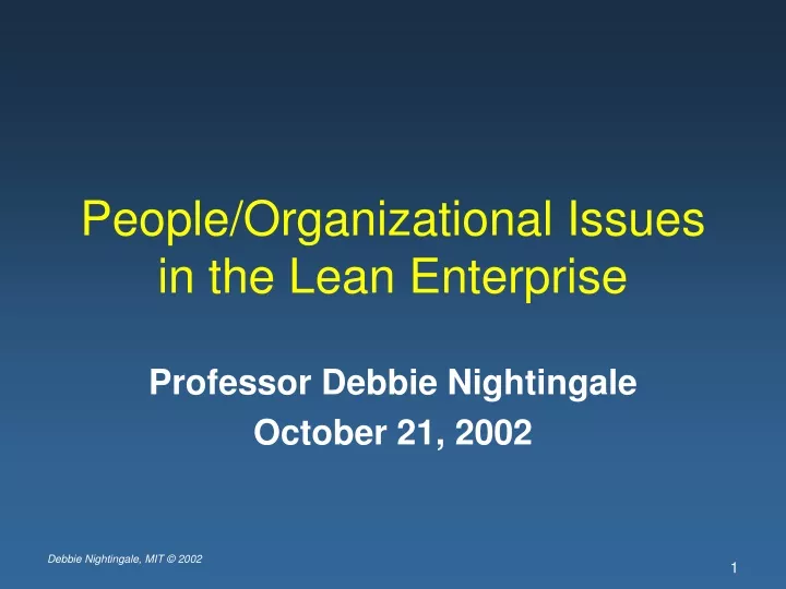 people organizational issues in the lean enterprise