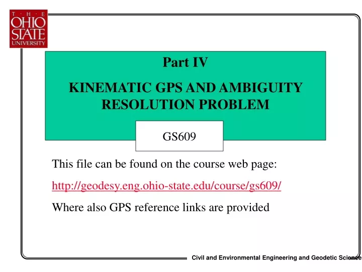part iv kinematic gps and ambiguity resolution