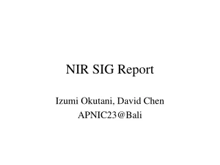 NIR SIG Report