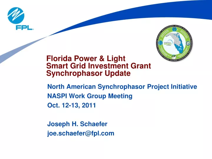 florida power light smart grid investment grant synchrophasor update
