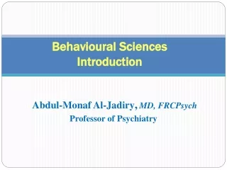 Behavioural Sciences Introduction