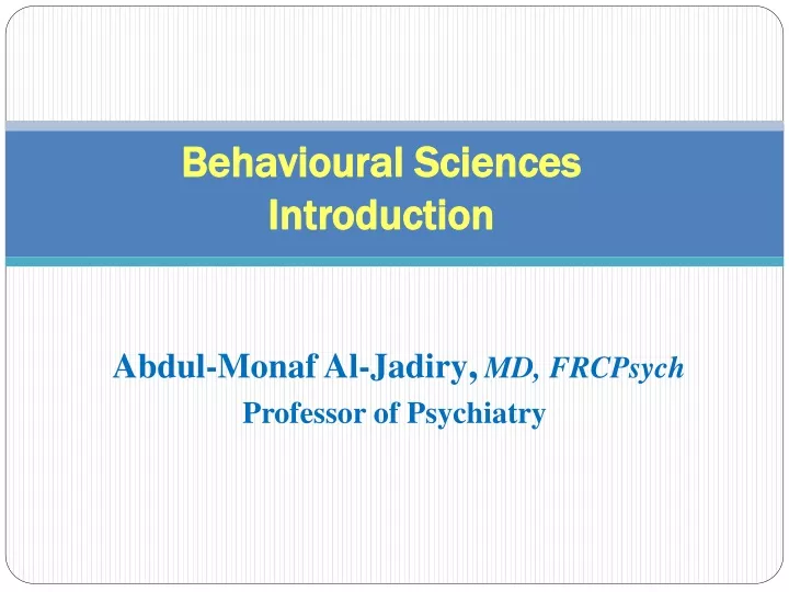 behavioural sciences introduction