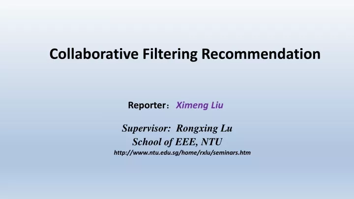 collaborative filtering recommendation