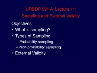 URBDP 591 A  Lecture 11:  Sampling and External Validity