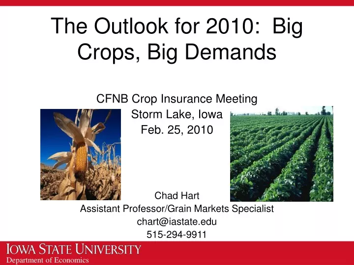 the outlook for 2010 big crops big demands
