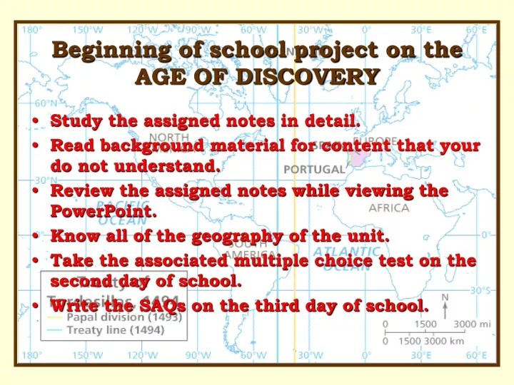 beginning of school project on the age of discovery