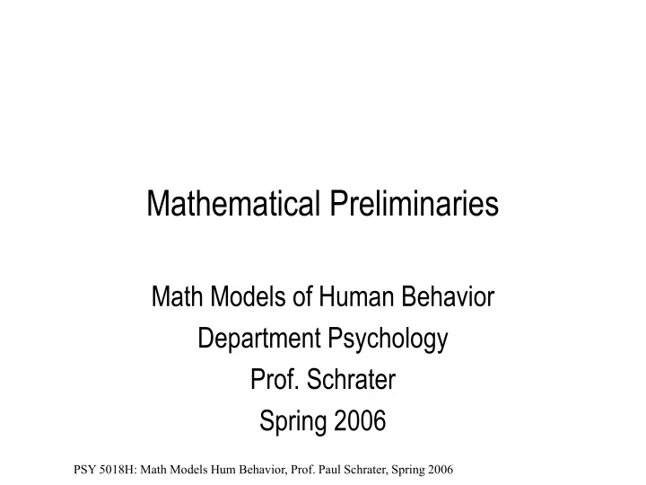 mathematical preliminaries