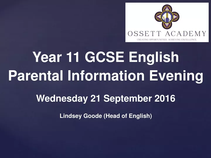 year 11 gcse english parental information evening
